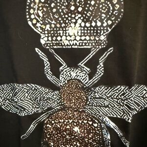 Source Unknown Black Tee with Metallic Gold & Silver Bee Graphic